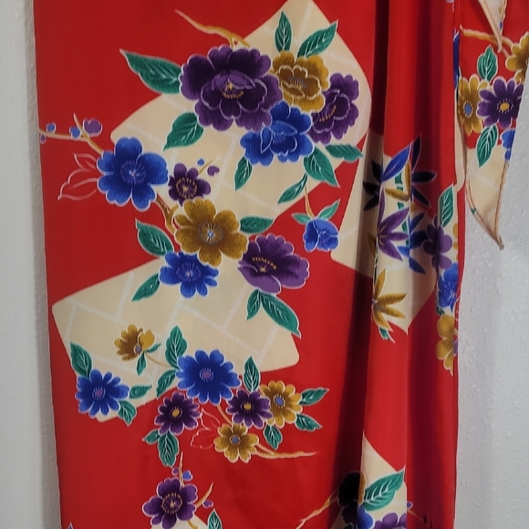 Hilo Hattie Floral Wrap Maxi Dress OS Red Hawaiian MuuMuu Sarong Vacation - Picture 3 of 12